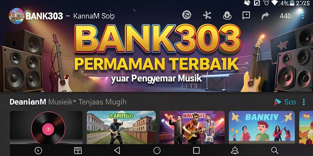 Tangkapan layar gameplay BANK303 yang memperlihatkan kegembiraan bermain musik.