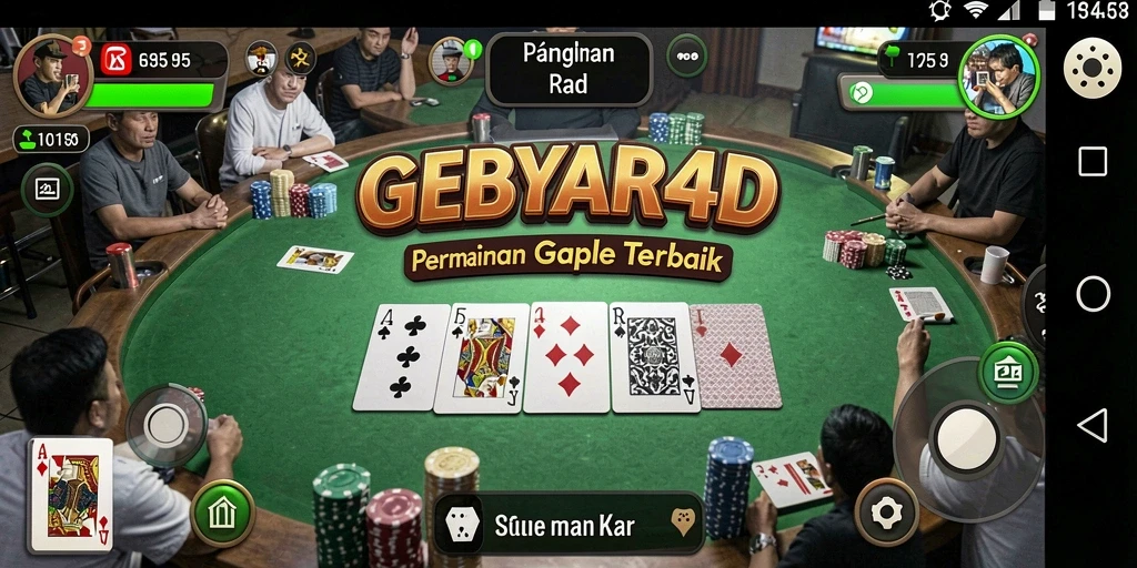 Tangkapan layar GEBYAR4D yang menunjukkan momen seru permainan Gaple.
