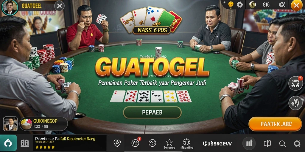 Tampilan gameplay GUATOGEL yang seru dengan elemen Poker yang menarik.