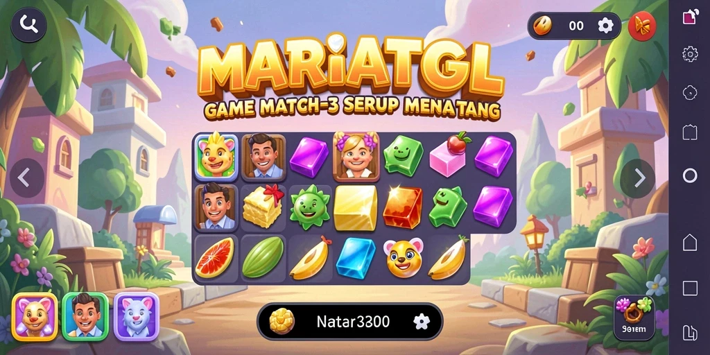 Screenshot gameplay MARIATOGL yang menampilkan aksi Match-3 seru.