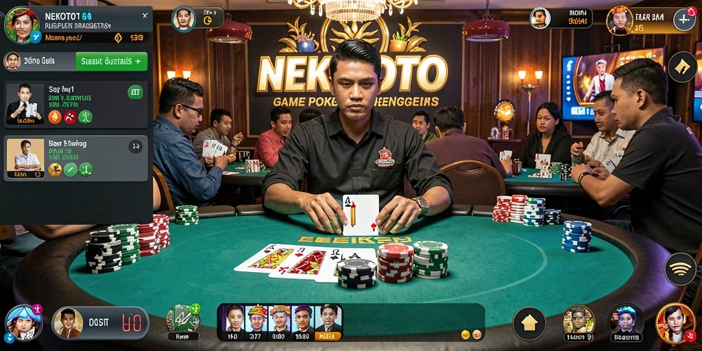 Tampilan menarik dari gameplay Poker di NEKOTOTO.