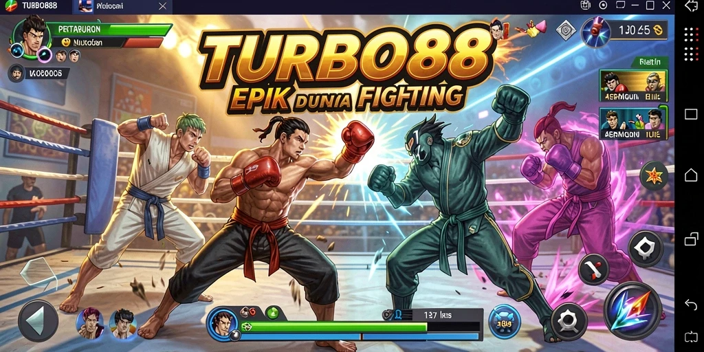 Tangkapan layar menampilkan aksi pertarungan epik di TURBO88.